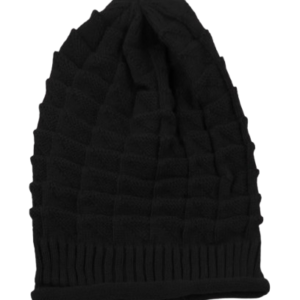 Unisex Textured Knit Beanie Classic Black Winter Beanie
